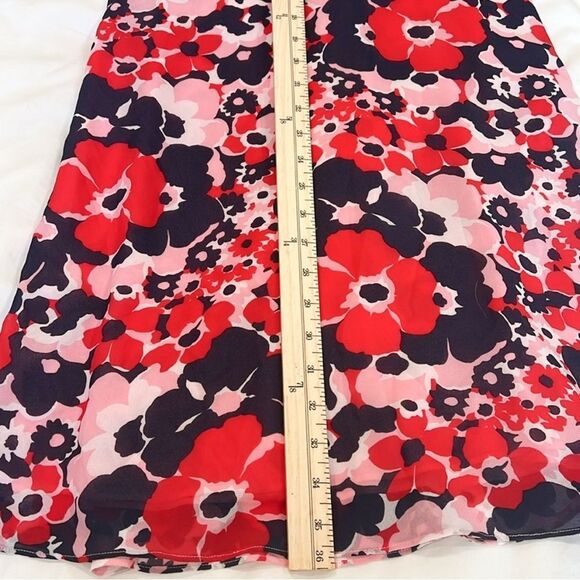 Michael Kors V-Neck Floral Dress Short Sleeve Pockets Pink Red Blue Size 4 NWT - Picture 11 of 16